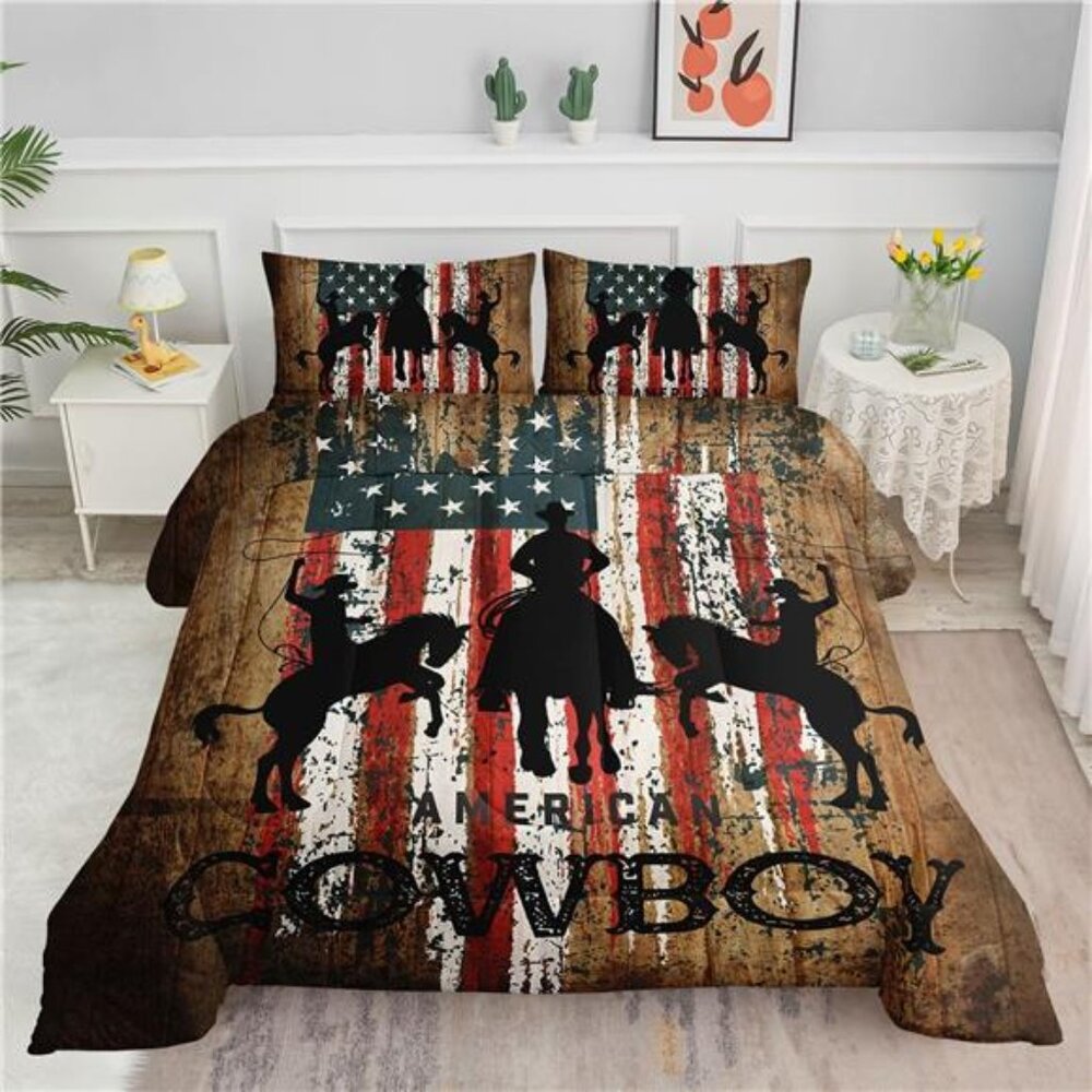TWIN Western Cowboy Comforter Set Bedding Set with 1 Comforter
